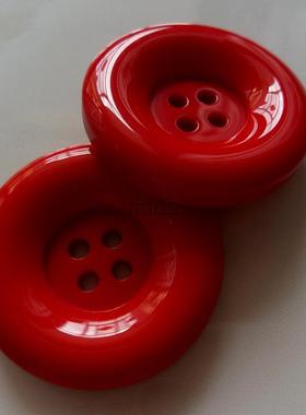 高档大扣子颜色正大红色圆形树脂钮扣百搭羊绒貂绒大衣风衣女纽扣