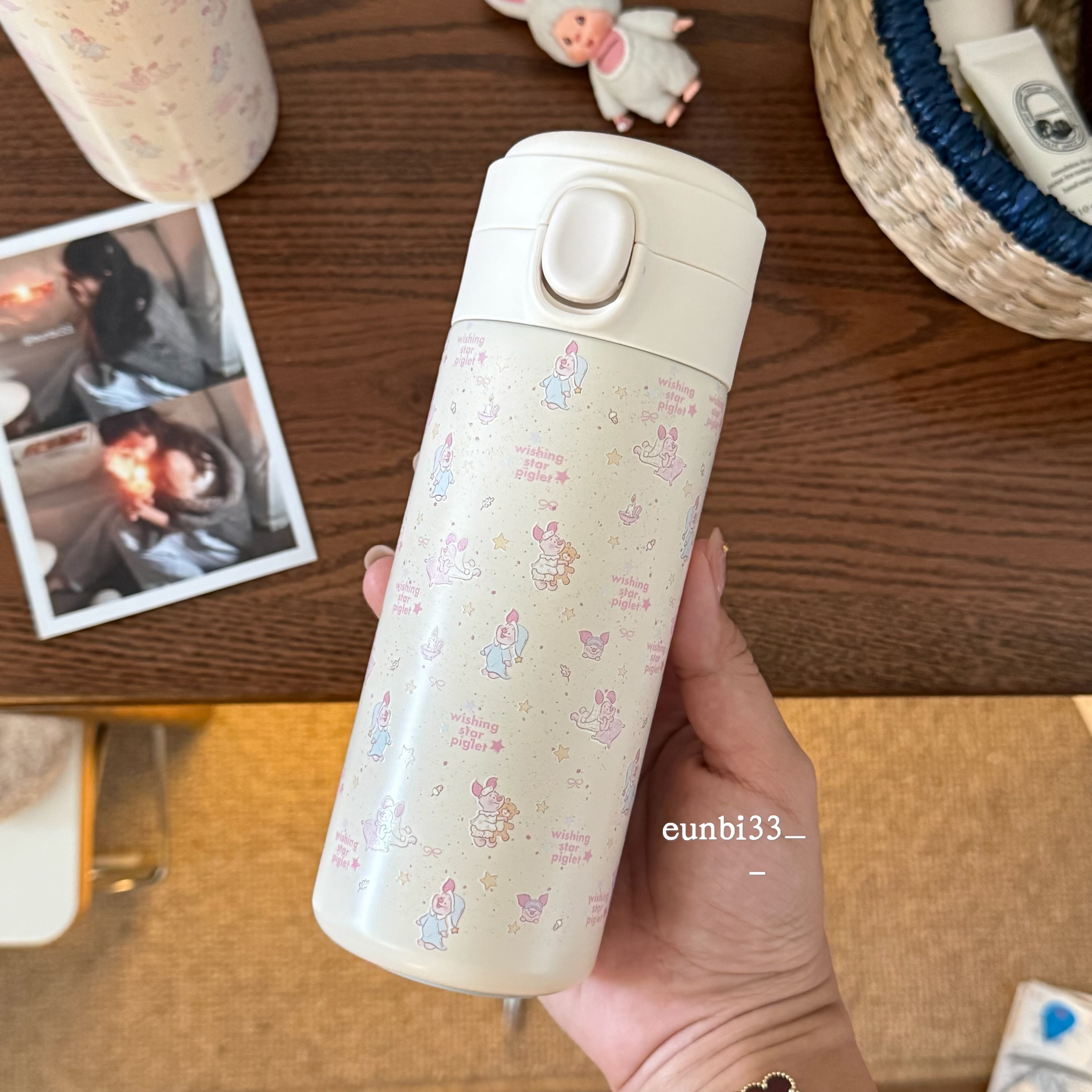 小猪皮杰晚安zZ～可爱304不锈钢保温杯 便携开关扣直饮保温杯