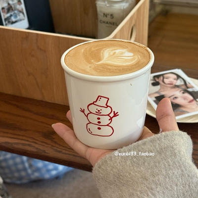 冬天氛围感～原创雪人陶瓷杯咖啡杯350ml