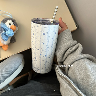 blue star～原创蓝色星星保温杯304不锈钢吸管水杯随手杯550ml