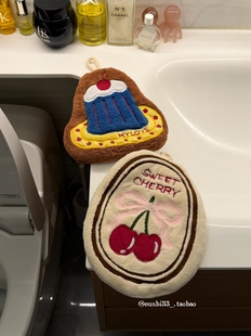 蛋糕挂式 卫生间擦手 100个快递系列：可爱车厘子樱桃擦手巾 新家
