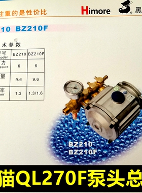 黑猫QL-270洗车机泵头总成BZ210小型刷车水泵1300W洗车机配件机头