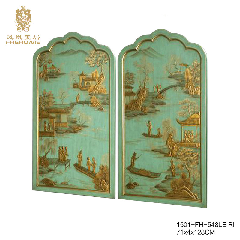 凤凰美居欧式复古古典薄荷绿山水装饰画别墅客厅玄关奢华壁画挂画