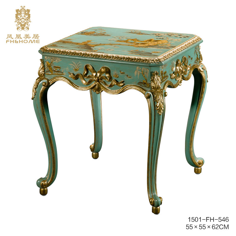 凤凰美居欧式新中式实木角几小茶几装饰摆件创意薄荷绿小桌几