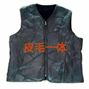 羊剪绒皮毛一体冬马甲真皮拼接保暖防风男女加厚背心羊毛内胆坎肩