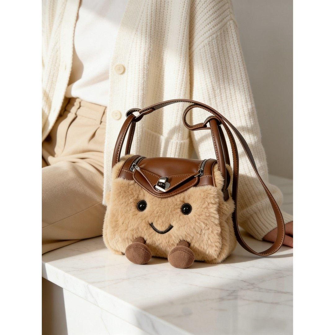 毛绒超火上班包秋冬斜挎小方包