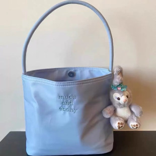 韩国小众多巴胺时尚 刺绣防水尼龙百搭休闲腋下单肩水桶包托特大包