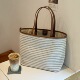 2026新款 韩系小众大容量条纹托特包慵懒通勤百搭手提单肩帆布包包