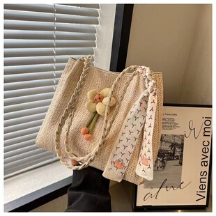 渡假海边编织草编包包女大容量2026新款夏季百搭单肩包通勤托特包