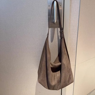 2025新品韩系简约百搭磨砂皮托特包单背斜挎慵懒风女包休闲百搭包