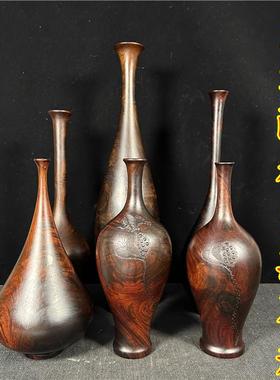 大红酸枝花瓶摆件老挝