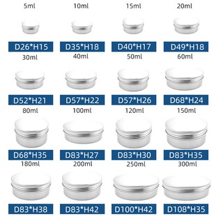 多规格螺纹小铝盒金属罐药膏罐DIY紫草膏唇油盒Aluminum Jar