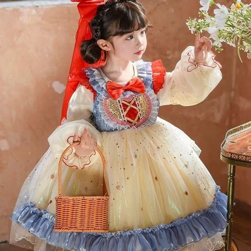 女童秋季新款白雪公主裙 2025儿童秋装洛丽塔童话蓬蓬裙连衣裙子