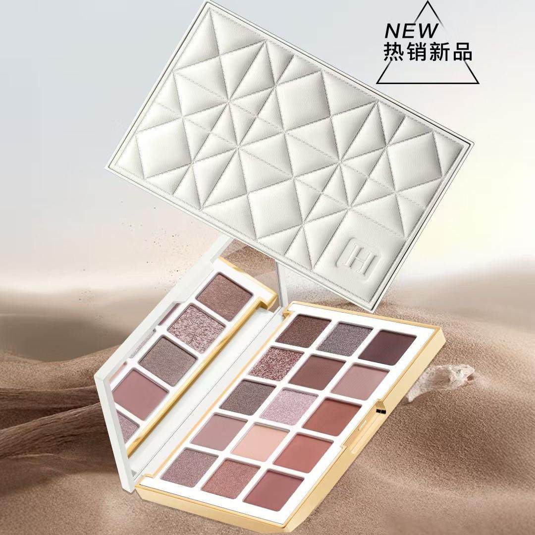 HENLICS/恒莉姿缎光十五色眼影盘大地色腮红高光提亮阴影哑光粉色