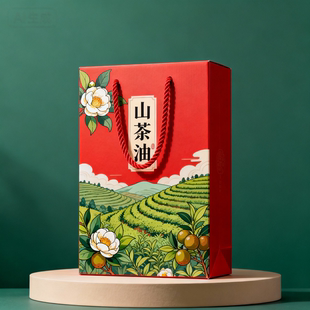 山茶籽油包装盒野生茶籽油山柚油礼品盒彩盒纸箱手提礼盒定制