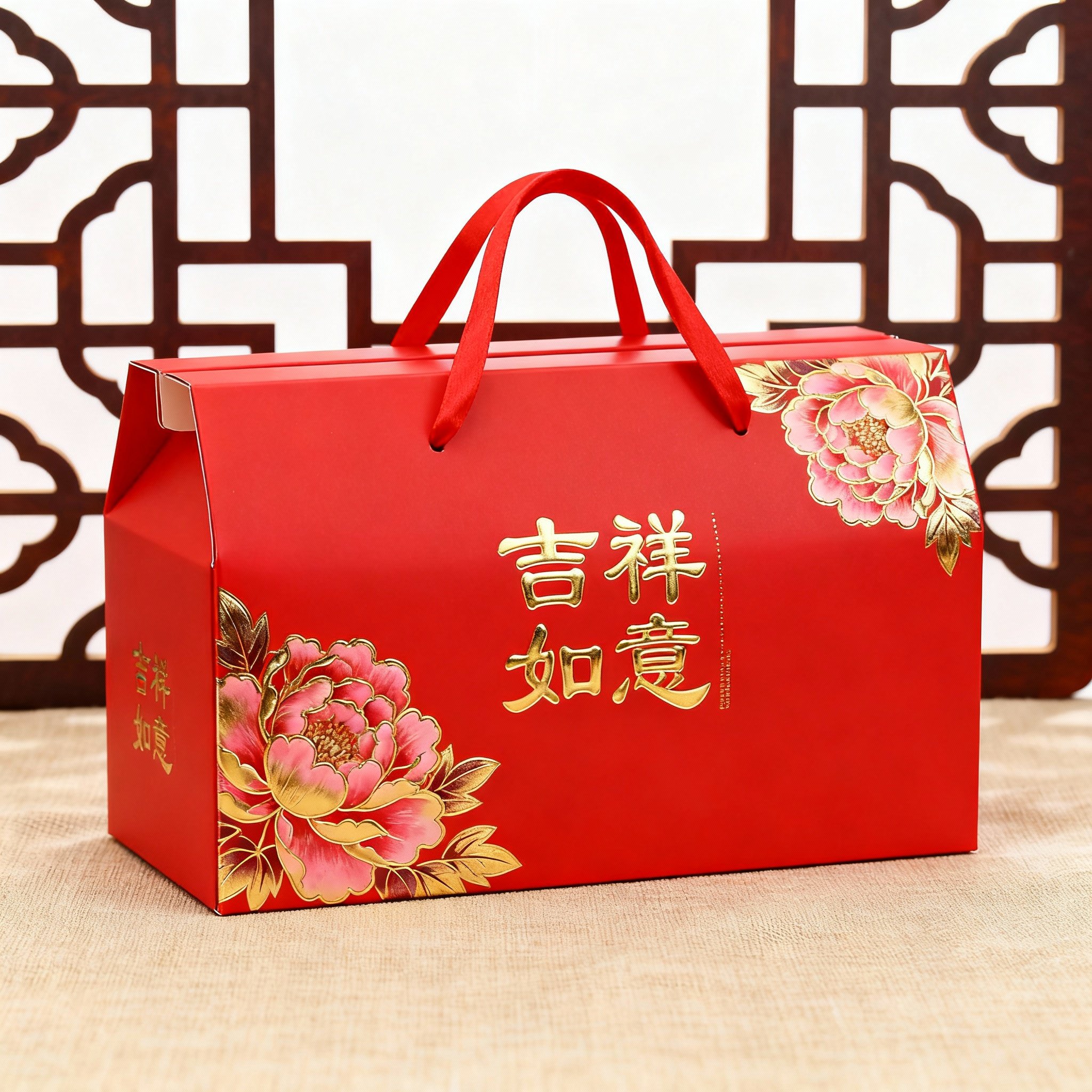年货包装盒春节礼盒节日特产通用新年礼品盒红色空盒子纸盒定制