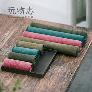 玩物志禅意棉麻纯手工布艺茶席防水茶道茶艺纯色桌旗中式 质感长款