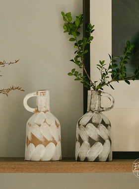 玩物志【莫兰迪的静物花瓶】陶瓷干花花器小号原木风家居摆件