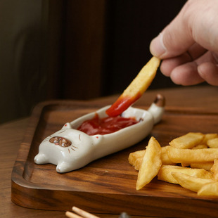 厨房用品 宝宝番茄酱蘸料碟小号可爱猫咪筷子架个性 玩物志 啊呜