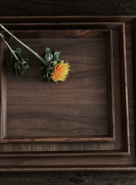 玩物志日式胡桃木盘茶杯咖啡杯托盘方形收纳盘蛋糕点心盘茶道配件