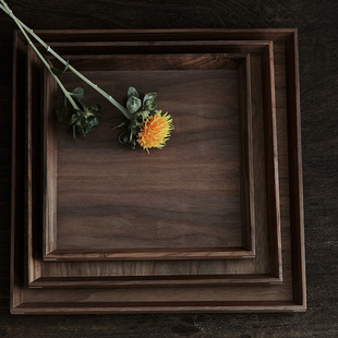 玩物志日式 胡桃木盘茶杯咖啡杯托盘方形收纳盘蛋糕点心盘茶道配件