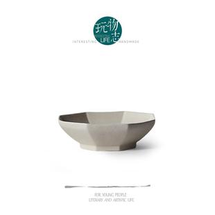 八边形小壶承 陶瓷小碟子 米白色茶点碟 素色八角碟 玩物志