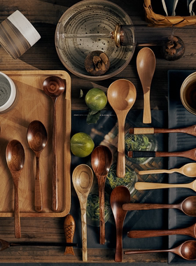 玩物志#文艺网红勺子合集#创意柚木铁木搅拌勺咖啡勺甜品长勺日式