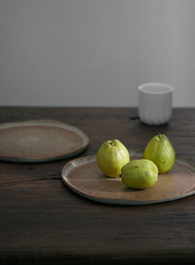 玩物志大号中号不规则粗陶平盘烤盘组合复古沙拉盘日式意面盘纯色