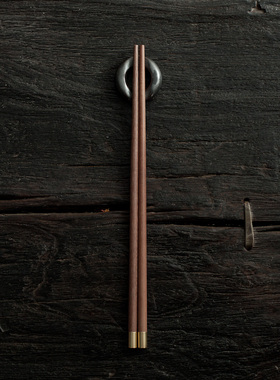 玩物志鸡翅木红檀木筷子中式福字包铜筷日式长筷 很有调调的木筷