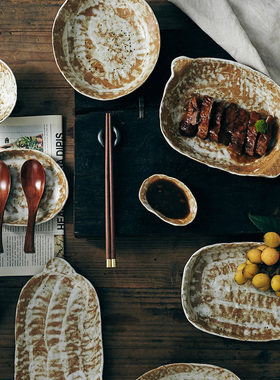 玩物志日本粗陶碗盘不规则个性碗具手工餐具特色土碗 装菜巨好看