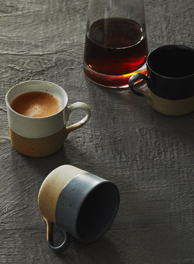 玩物志 ins同款拼色手冲咖啡杯 130ML 小号 粗陶 红茶杯 手工成型