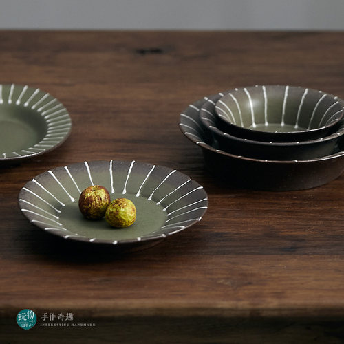 玩物志店铺粗陶夏树碗盘