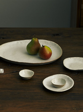 玩物志日式粗陶盘子牛排盘蘸料碟餐厅组合餐盘刺身寿司碟子早餐盘