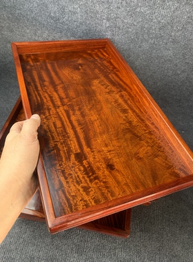 紫檀木红木长方形托盘实木平盘家用餐盘甜品盘托盘茶盘水杯托盘子