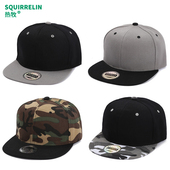 帽美式 嘻哈棒球帽 平沿帽子男款 夏季 潮流遮阳街舞平檐平舌板帽男士