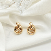 欧美气质耳钉高级感新款 金属简约百搭s925银针耳饰冷淡风耳夹 个性