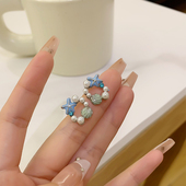 海星贝壳珍珠耳环女2024新款 小众耳钉度假可爱高级无耳洞耳夹 爆款