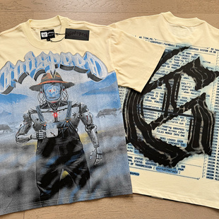 godspeed美式潮牌机器人印花复古ins摇滚休闲宽松男女纯棉短袖T恤