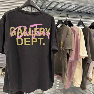 纯棉圆领短袖 GALLERY DEPT霓虹灯鸡尾酒杯女郎印花烫金闪粉T恤衫