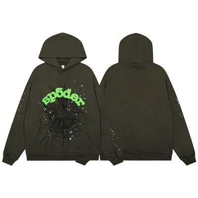 美式ins潮牌Sp5der蜘蛛网发泡印花毛圈纯棉连帽卫衣束脚卫裤套装