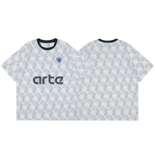 T恤衫 美式 Arte足球运动服字母印花潮牌嘻哈高街宽松透气圆领短袖