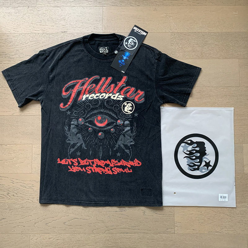 美式潮牌恶魔眼睛字母印花洗水做旧T恤小众嘻哈休闲宽松纯棉短袖