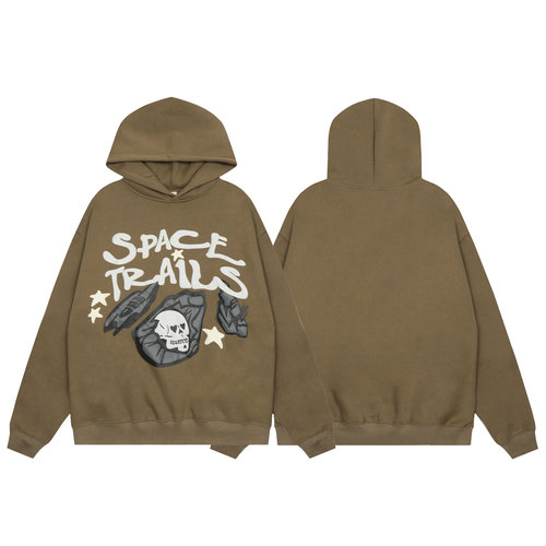 美潮BROKEN PLANET骷髅发泡字母印花嘻哈高街纯棉连帽衫加绒卫衣