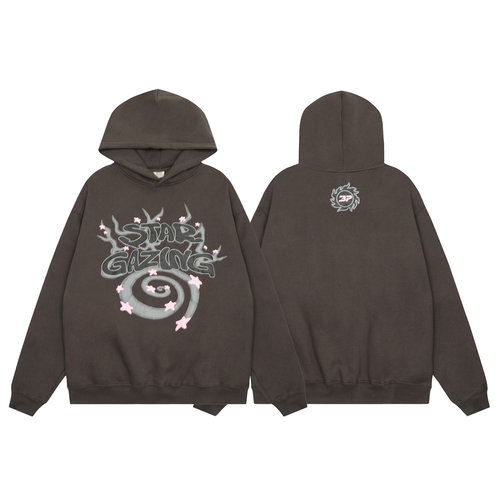 BROKEN PLANET美潮银河星星发泡印花嘻哈高街纯棉连帽衫加绒卫衣