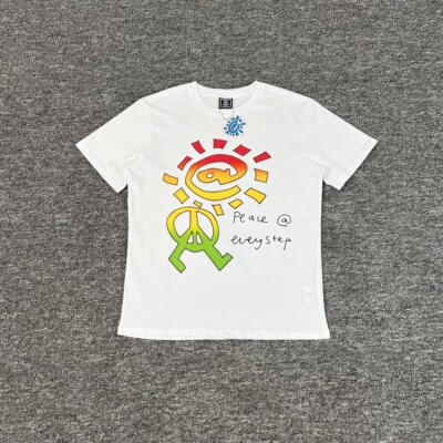 ADWYSD美式炫彩太阳卷印花小众潮牌上衣高街宽松男女纯棉短袖T恤