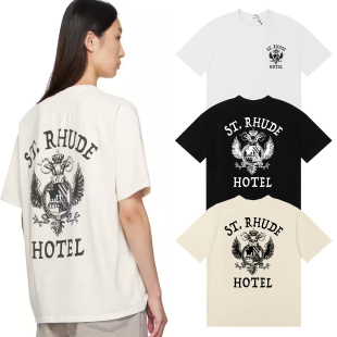 圆领纯棉短袖 RHUDE美式 图腾T恤INS潮牌高街嘻哈宽松26ss男女同款