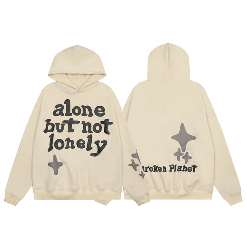 BROKEN PLANET发泡字母标语印花美潮嘻哈高街纯棉连帽衫加绒卫衣