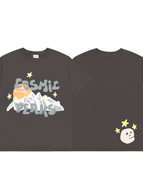 BROKEN PLANET雪山发泡字母印花美式潮牌嘻哈高街纯棉圆领短袖T恤