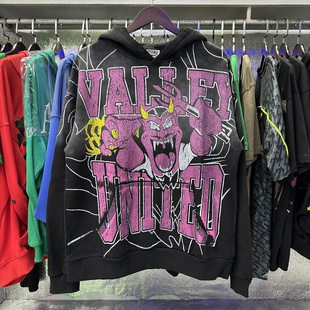 Valley吉祥物复古洗水做旧嘻哈纯棉毛圈卫衣连帽衫 潮牌Vale 美式