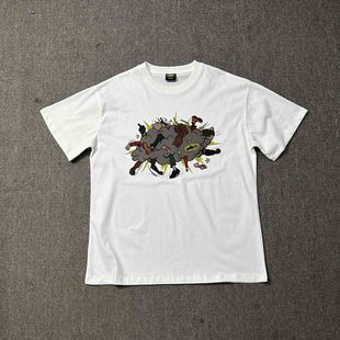 恶魔岛Corteiz趣味斗殴印花美潮嘻哈高街T恤衫宽松纯棉圆领短袖